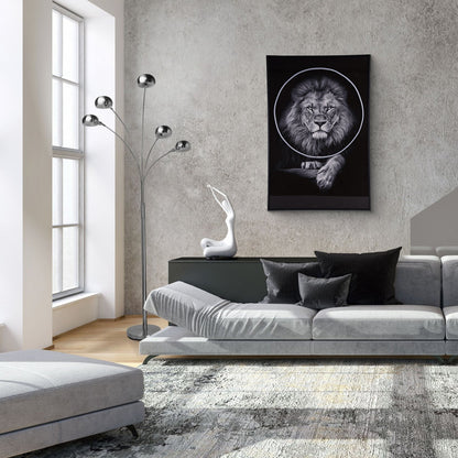 Lion Wall Art with LED Light showcasing a fierce lion face in glowing LED, adding bold style to modern living spaces.