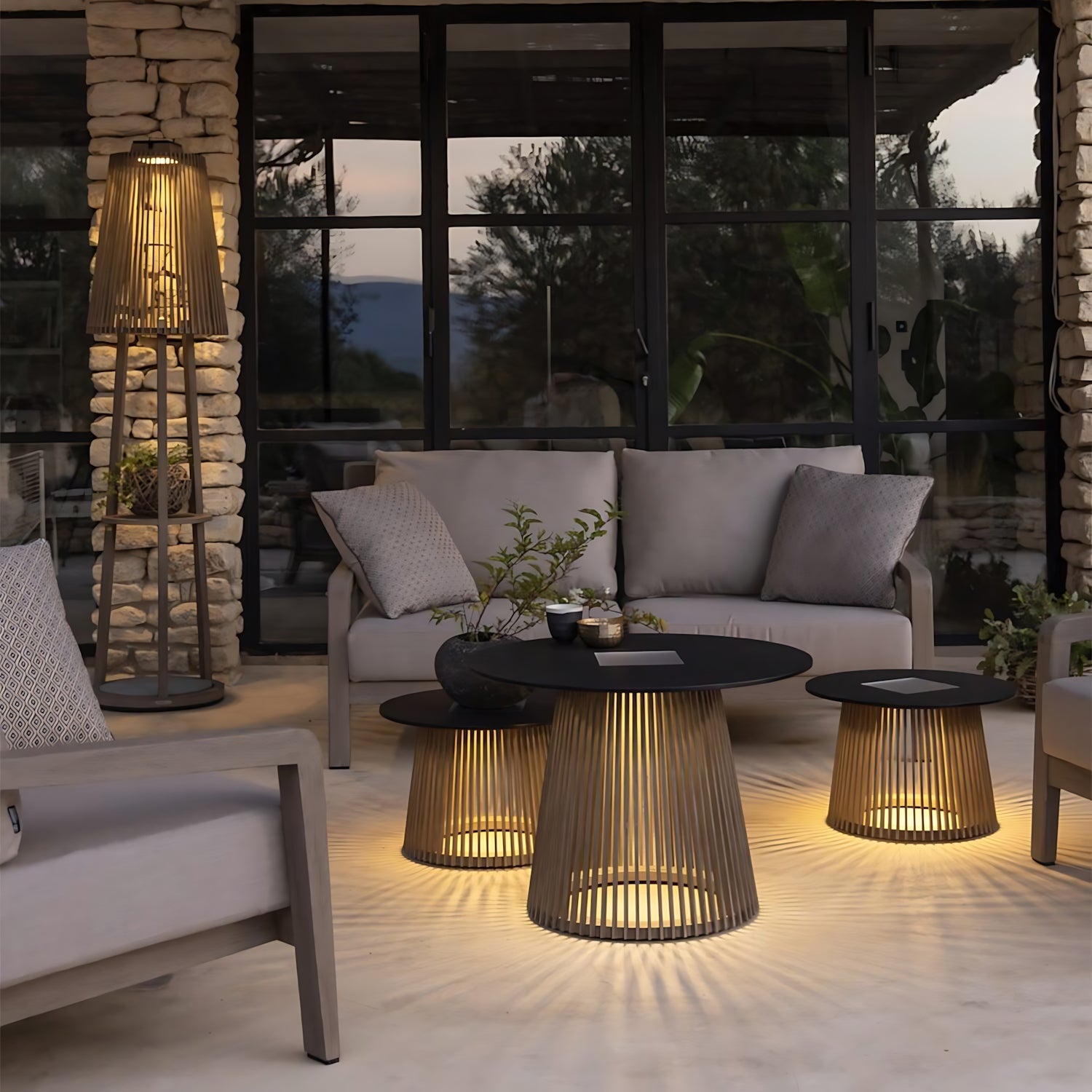 Outdoor Table With Solar Lights - XENTAR