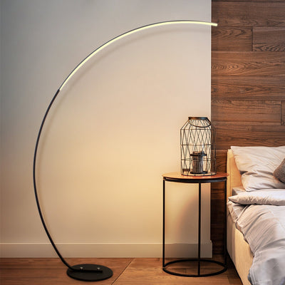 RGBW Modern Curve Floor Lamp with sleek curved LED design adds elegant, energy-efficient lighting to any modern living space.