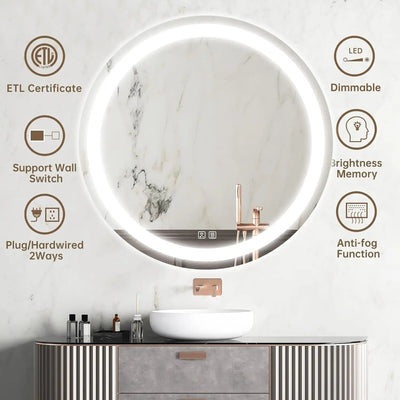 Round Center Glow LED Bathroom Mirror