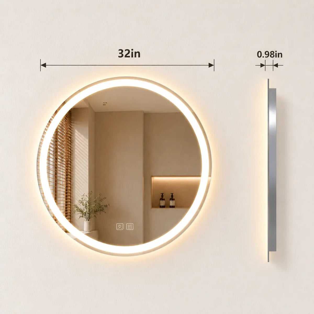 Round Center Glow LED Bathroom Mirror
