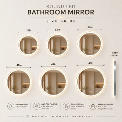 Round Center Glow LED Bathroom Mirror