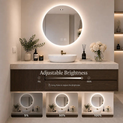 Round Sleek Backlit LED Bathroom Mirror