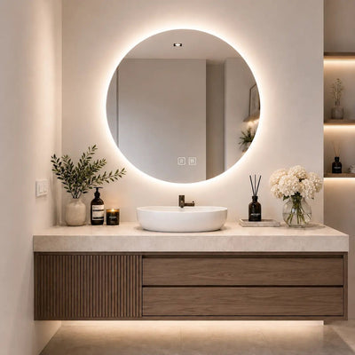 Round Sleek Backlit LED Bathroom Mirror