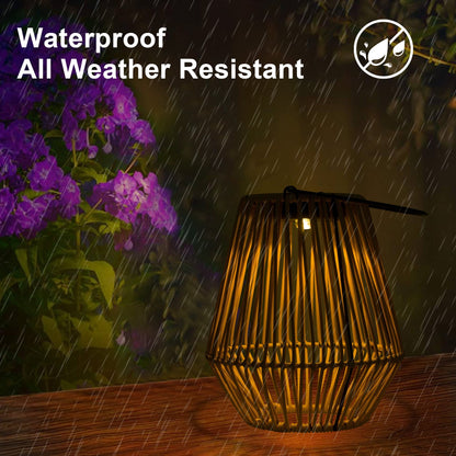 Solar Powered Outdoor Rattan Lantern - XENTAR