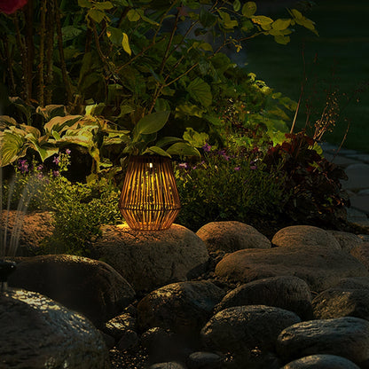 Solar Powered Outdoor Rattan Lantern - XENTAR