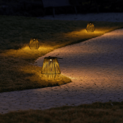 Solar Powered Outdoor Rattan Lantern - XENTAR