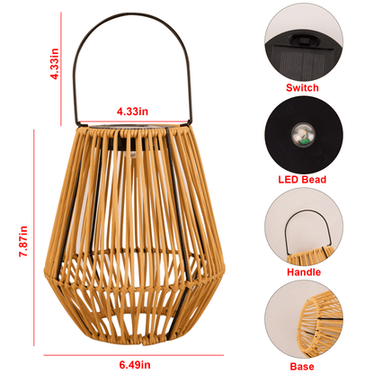 Solar Powered Outdoor Rattan Lantern - XENTAR